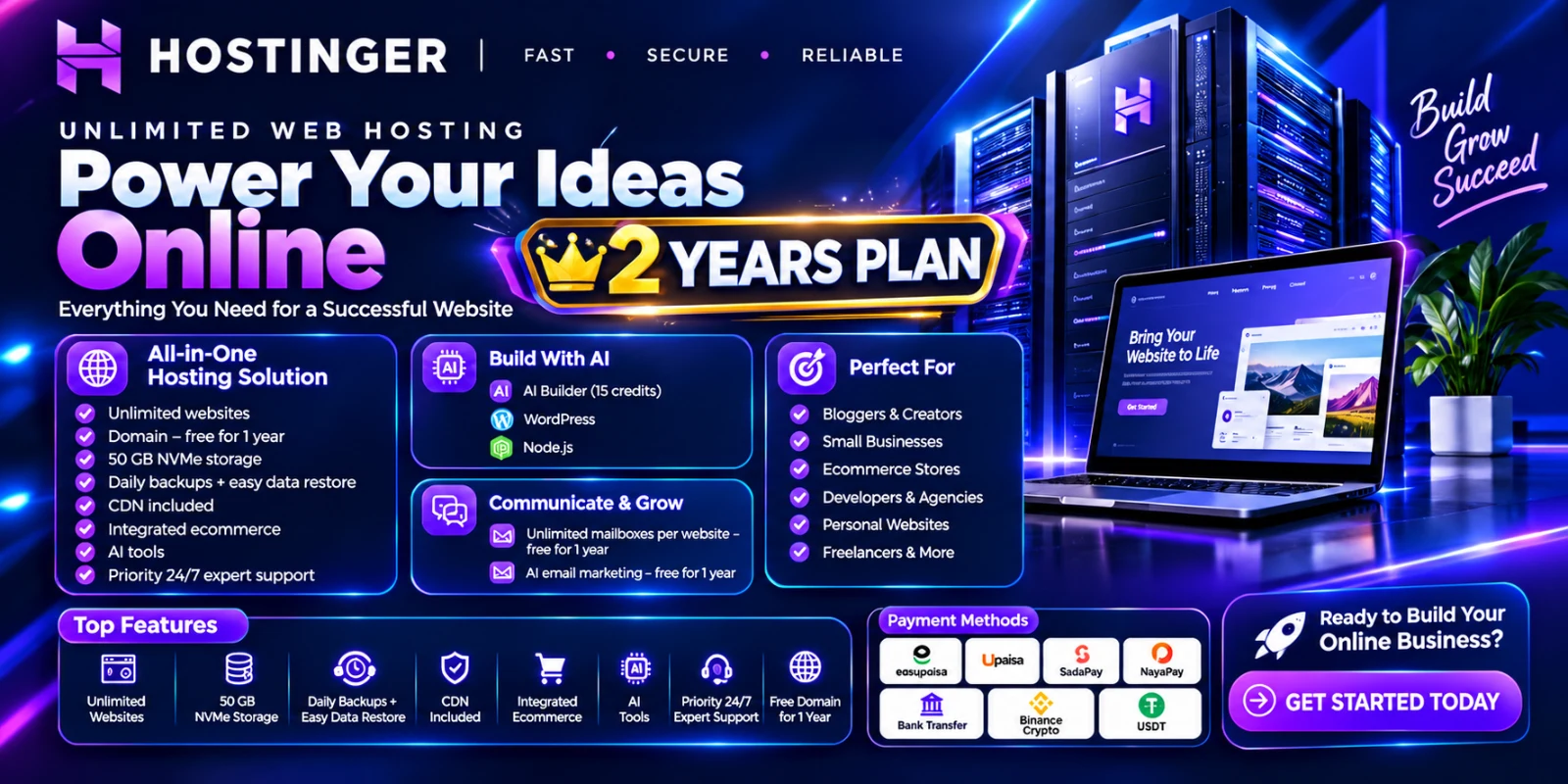 Hostinger Unlimited Web Hosting 2 Years Plan | Website Hosting