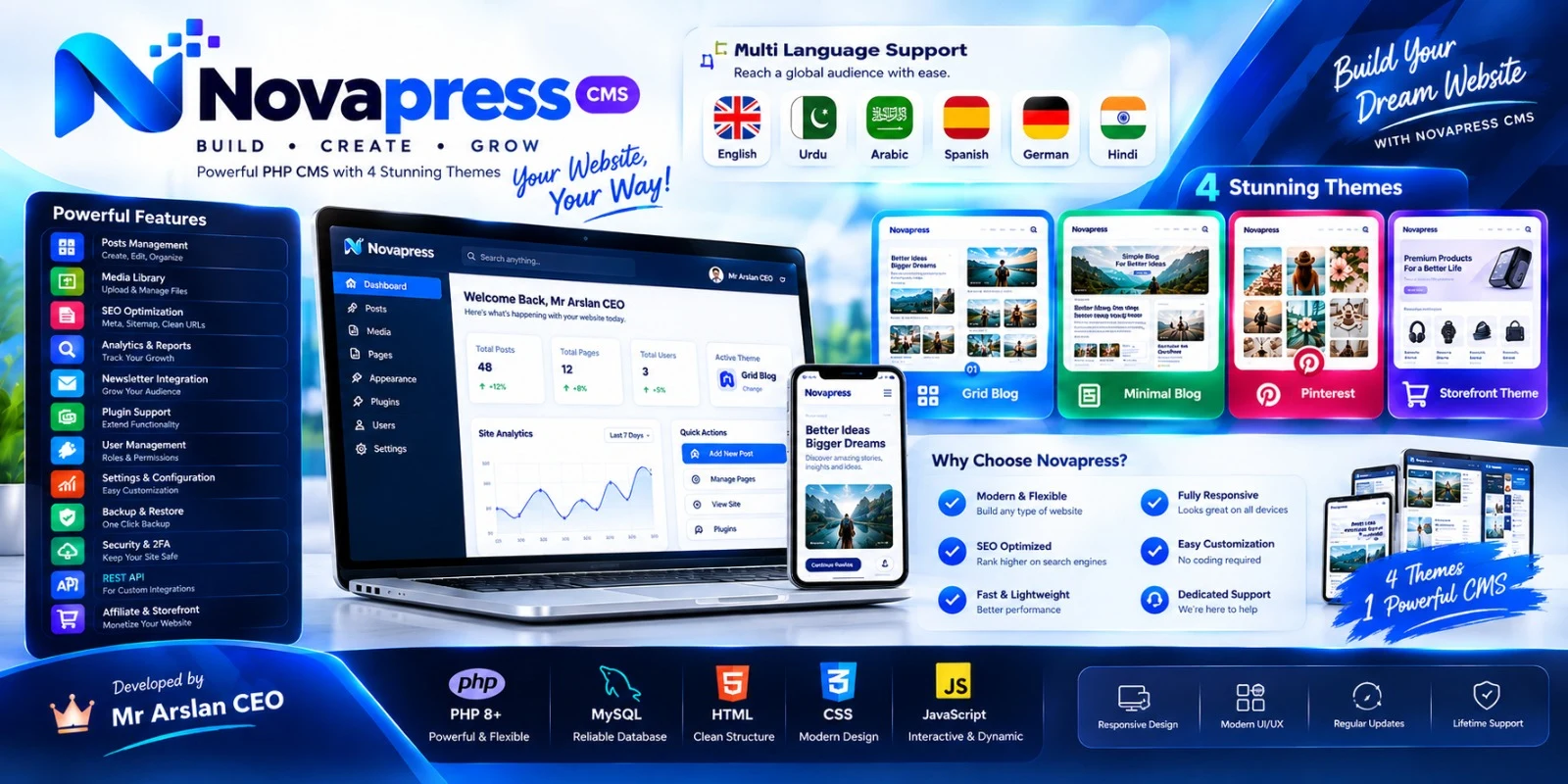 NovaPress CMS – Powerful PHP CMS with 7 Stunning Themes